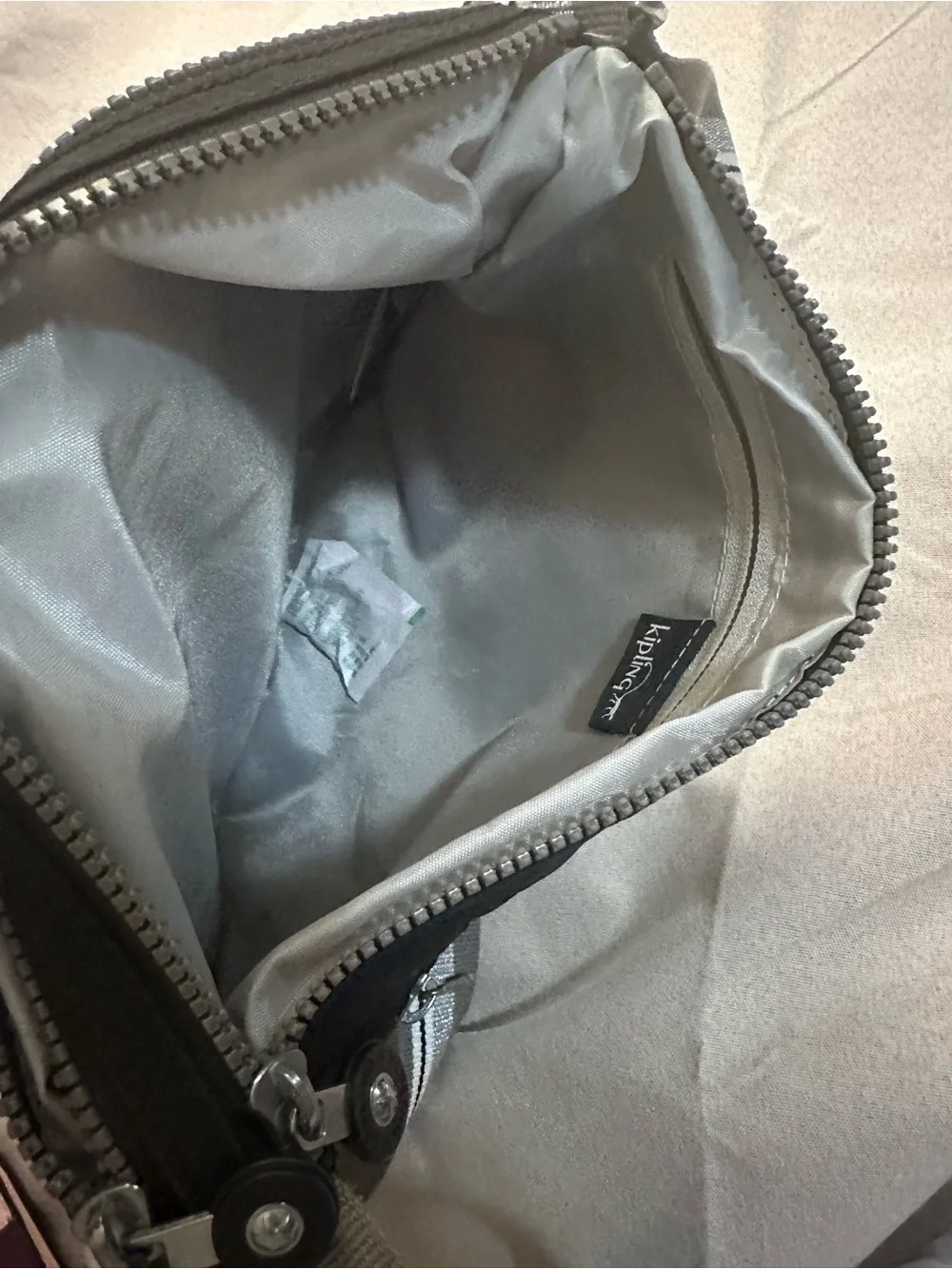 NWOT- Kipling Black Annabelle Crossbody Messenger with Gray Striped Strap
